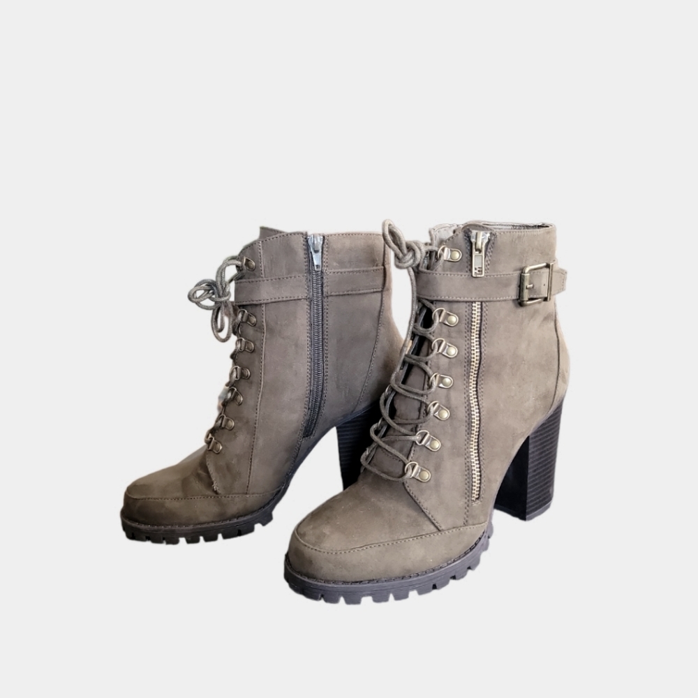 JustFab Olive Green Suede Booties.